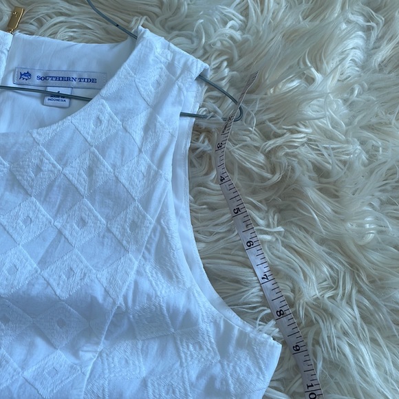 Southern tide white geometrical print crewneck sleeveless sheath midi dress sz 4 - Picture 14 of 17